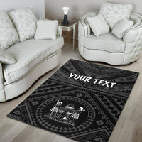 Fiji Personalised Area Rug - Fiji Seal With Polynesian Tattoo Style ( Black) - Polynesian Pride
