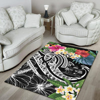 Fiji Polynesian Area Rug - Summer Plumeria (Black) - Polynesian Pride
