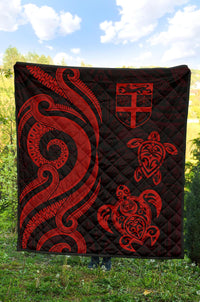 Fiji Polynesian Premium Quilt - Red Tentacle Turtle - Polynesian Pride