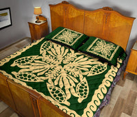 Hawaii Turtle Royal Green Quilt Bed Set - Dey Style - AH - Polynesian Pride