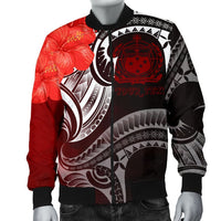 Samoa Custom Personalised Men's Bomber Jacket - Samoa Seal Wave Style (Red) - Polynesian Pride