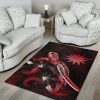 Nauru Polynesian Area Rugs - Turtle With Blooming Hibiscus Red - Polynesian Pride