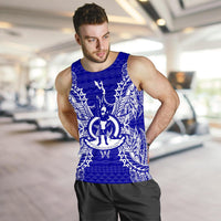 Vanuatu Polynesian Men Tank Top Map Blue - Polynesian Pride
