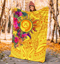 Polynesian Blankets - Vanuatu Symbols With Hibiscus - Polynesian Pride