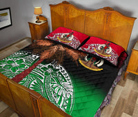 Vanuatu Quilt Bed Set Polynesian Palm Tree Flag - Polynesian Pride