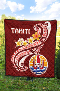 Tahiti Premium Quilt - Tahiti Seal Polynesian Patterns Plumeria - Polynesian Pride