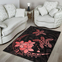 Hawaii Polynesian Turtle Plumeria Rug - Pog Style Red - Polynesian Pride