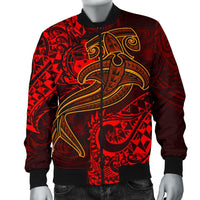 Samoa Men's Bomber Jacket - Red Shark Polynesian Tattoo - Polynesian Pride