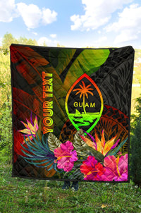 Guam Polynesian Personalised Premium Quilt - Hibiscus and Banana Leaves - Polynesian Pride