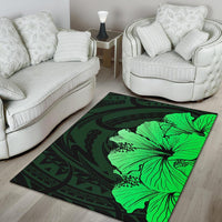 Royal Hibiscus Polynesian Tribal Area Rug Green AH - Polynesian Pride
