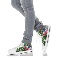 Cook Islands High Top Shoes White - Turtle Plumeria Banana Leaf - Polynesian Pride