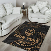 Guam Polynesian Custom Personalised Area Rug - Gold Tribal Wave - Polynesian Pride