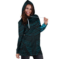 Maori Samoan Tattoo Women Hoodie Dress Blue Version - Polynesian Pride