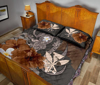 Kanaka Maoli (Hawaii) Quilt Bed Set - Hibiscus Turtle Tribal Brown - Polynesian Pride