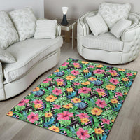 Tropical Hibiscus Banana Leafs Rug - Polynesian Pride