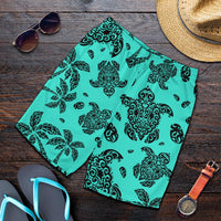 Polynesian Turtle Palm And Sea Pebbles Turquoise Men's Short - Polynesian Pride
