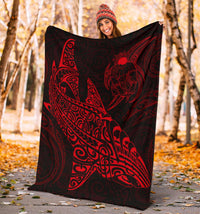 Shark Polynesian Blanket - Polynesian Tattoo Red - Polynesian Pride