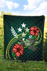 Kosrae Polynesian Premium Quilt - Green Turtle Hibiscus - Polynesian Pride