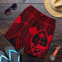 Guam Polynesian Men's Short - Red Guam Coat Of Arms Polynesian Tattoo - Polynesian Pride