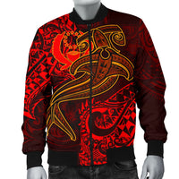 Pohnpei Men's Bomber Jacket - Red Shark Polynesian Tattoo - Polynesian Pride