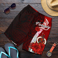 Vanuatu Polynesian Men's Shorts - Coat Of Arm With Hibiscus - Polynesian Pride