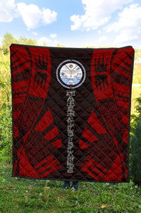Marshall Islands Premium Quilt - Marshall Islands Seal Polynesian Red Tattoo - Polynesian Pride