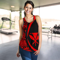 Kanaka Hawaii Map Red Polynesian Women's Racerback Tank - Polynesian Pride