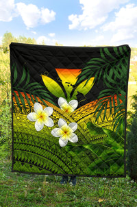 Kanaka Maoli (Hawaiian) Premium Quilt, Polynesian Plumeria Banana Leaves Reggae - Polynesian Pride