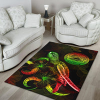 American Samoa Polynesian Area Rugs - Turtle With Blooming Hibiscus Reggae - Polynesian Pride