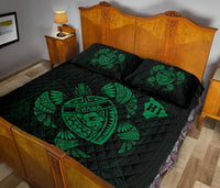 Hawaii Turtle Hibicus Map Quilt Bed Set - Green - Polynesian Pride
