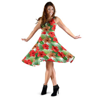 Hawaii Hibiscus Pattern Midi Dress - Polynesian Pride