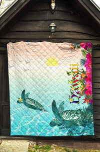 Polynesian Hawaii Quilts - View sea Hawaii with Turtle and Whale - Polynesian Pride
