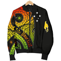 Papua New Guinea Personalised Men's Bomber Jacket - PNG Bird And Polynesian Decorative Pattern - Polynesian Pride