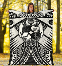 Tonga Polynesian Premium Blanket - Tonga White Seal with Polynesian tattoo - Polynesian Pride
