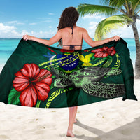 Cook Islands Polynesian Sarong - Green Turtle Hibiscus - Polynesian Pride