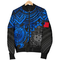 Samoa Polynesian Bomber Jacket (Men) - Blue Turtle - Polynesian Pride