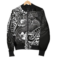Samoa Men's Bomber Jacket - White Shark Polynesian Tattoo - Polynesian Pride