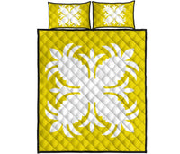 Hawaiian Quilt Bed Set Royal Pattern - Yellow - A2 Style - Polynesian Pride