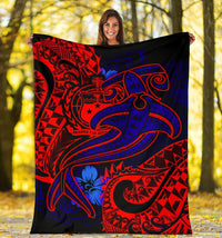 Samoa Premium Blanket - Blue Shark Polynesian Tattoo - Polynesian Pride