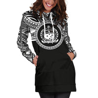 Samoa Women Hoodie Dress - Samoa Coat Of Arms Polynesian Black Color - Polynesian Pride
