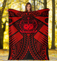 Samoa Polynesian Premium Blanket - Samoa Red Seal with Polynesian Tattoo - Polynesian Pride
