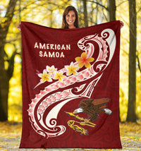 American Samoa Premium Blanket - AS Seal Polynesian Patterns Plumeria - Polynesian Pride