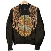 Wild Shark Polynesian Men's Bomber Jacket Gold - Polynesian Pride
