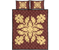 Hawaiian Quilt Bed Set Royal Pattern - Coral - B2 Style - Polynesian Pride