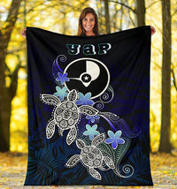 Yap Polynesian Premium Blanket - Blue Turtle Couple - Polynesian Pride