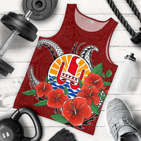 Tahiti Polynesian Men Tank Top - Hibiscus Coat of Arm Red RED - Polynesian Pride