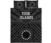 Cook Island Quilt Bed Set - Seal With Polynesian Tattoo Style ( Black) - Polynesian Pride