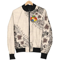 Tonga Men's Bomber Jacket - The Beige Hibiscus - Polynesian Pride