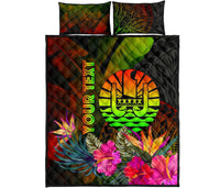 Tahiti Polynesian Personalised Quilt Bed Set - Hibiscus and Banana Leaves - Polynesian Pride