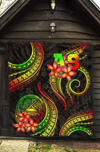 American Samoa Polynesian Premium Quilt - Reggae Plumeria - Polynesian Pride